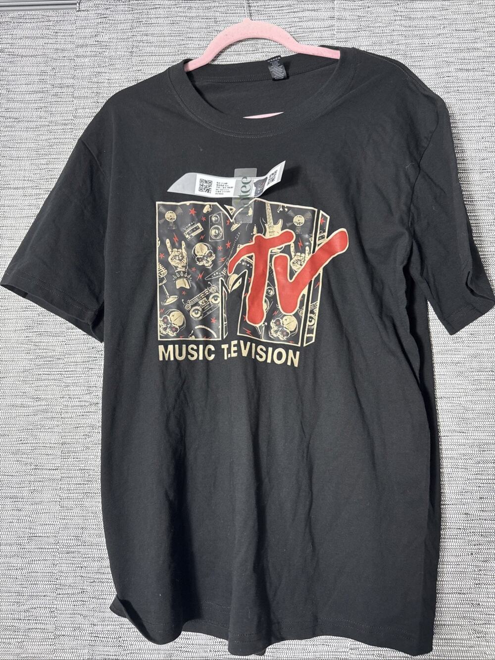 Unisex MTV Music Television T-Shirt Tee, Black, Large